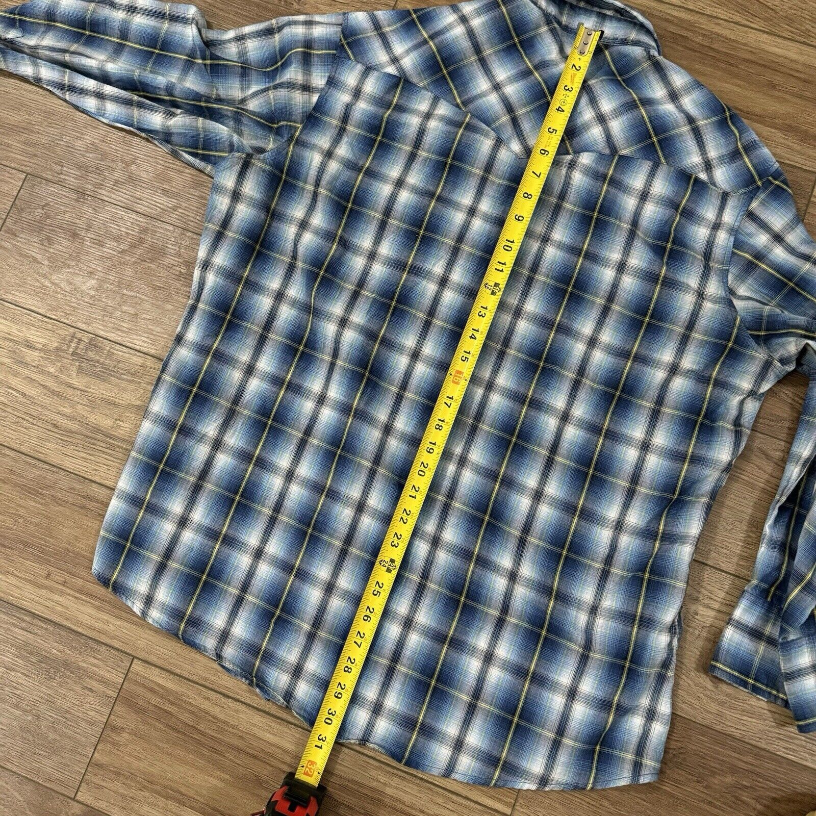 Wrangler Vintage 90s Wrangler Blue Plaid Snap Button Shirt Size US XL / EU 56 / 4 - 9 Thumbnail