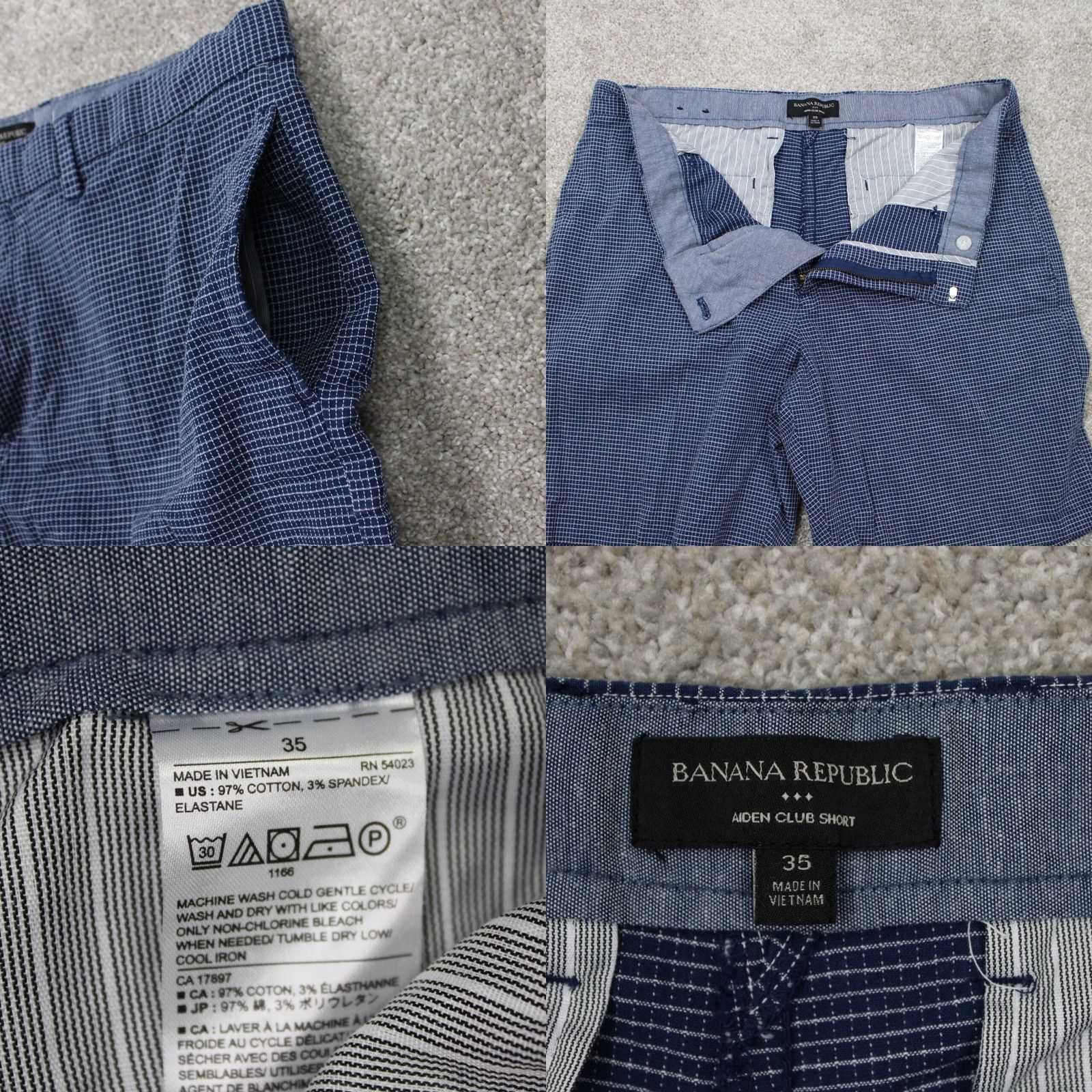 Banana Republic Banana Republic Aiden Club Chino Shorts Men 35 Blue 9" Cotton Stretch Flat Front Size US 35 - 8 Thumbnail