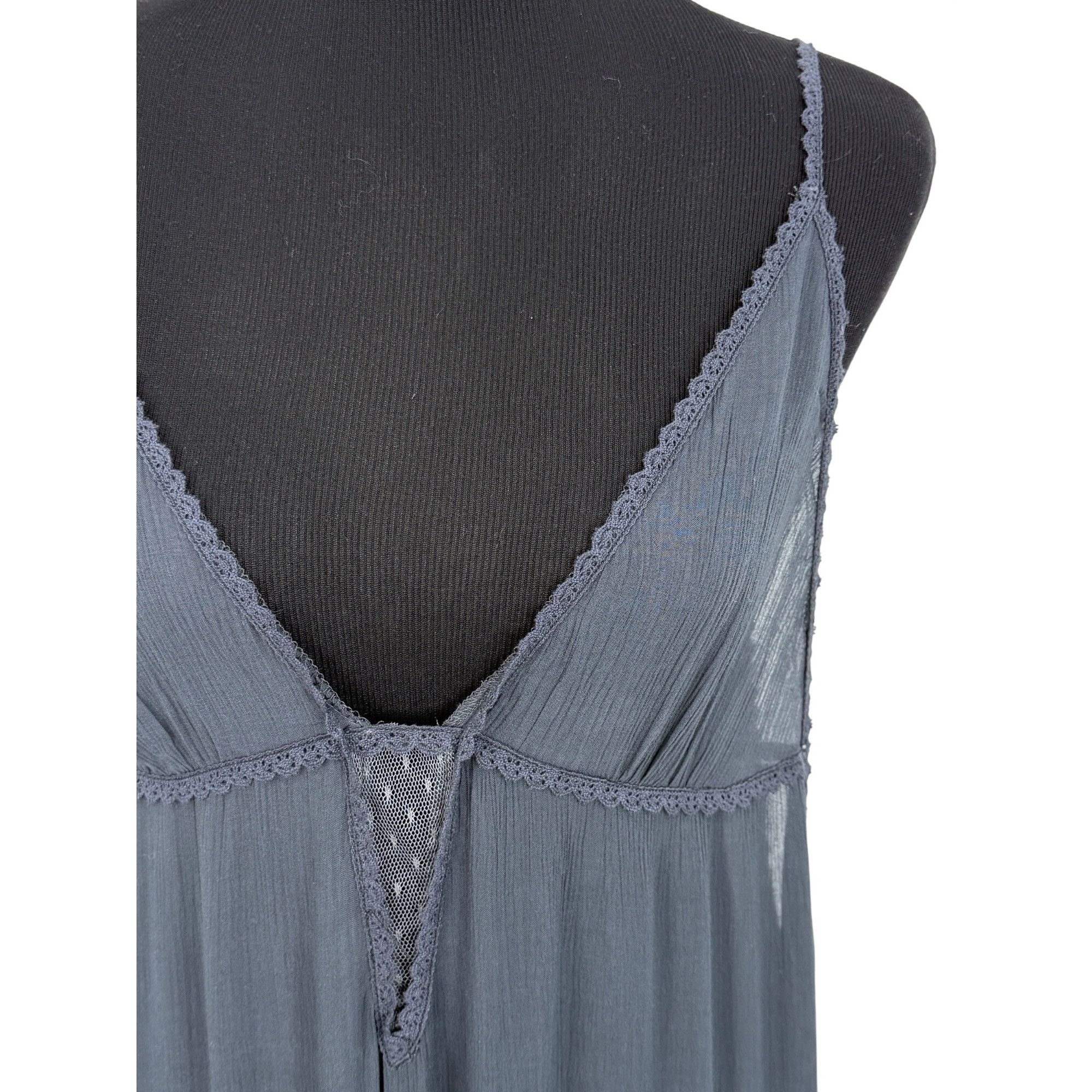 Free People RARE Vtg NWT Free People Gray Lace Crochet Maxi Slip Dress | Size M / US 6-8 / IT 42-44 - 25 Thumbnail