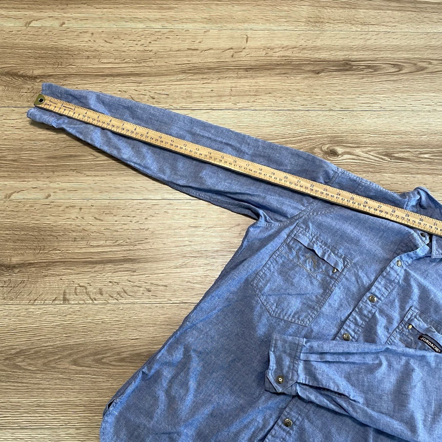 Jordache VINTAGE Jordache Denim Shirt Junior S Blue Snap Button Women Pockets Size S / US 4 / IT 40 - 7 Thumbnail