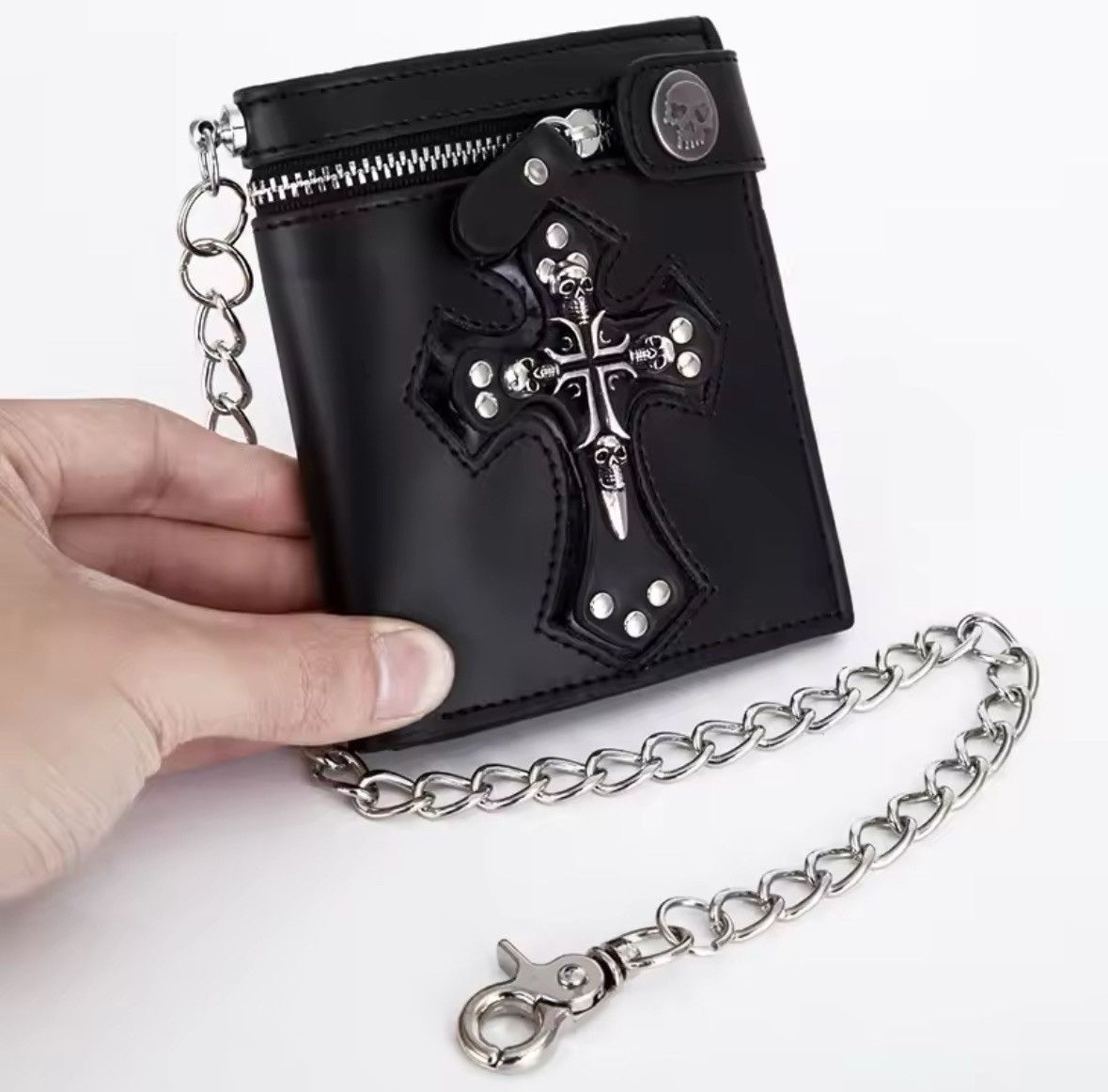 Japanese Brand × Vintage PU Leather Wallet Foldable Rivet Retro Biker Wallet Size ONE SIZE - 2 Thumbnail