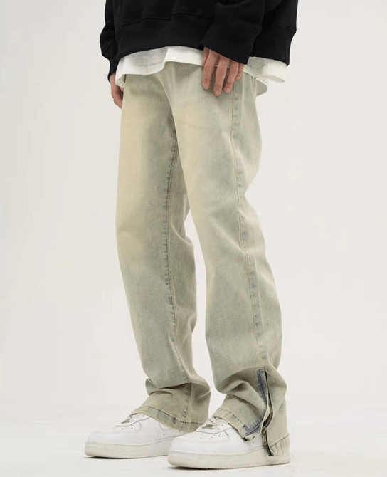 Japanese Brand × Jean Washed distressed American retro loose casual zipper jeans Size US 32 / EU 48 - 2 Thumbnail