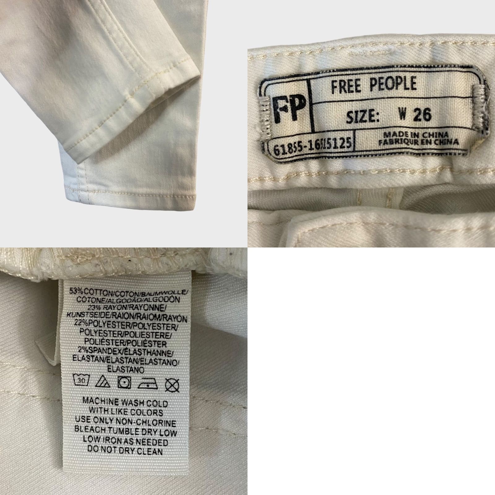 Free People Free People Jeans Womens Mid-Rise Skinny Ankle White Denim Stretch Distressed 26 Size 26" / US 2 / IT 38 - 8 Thumbnail
