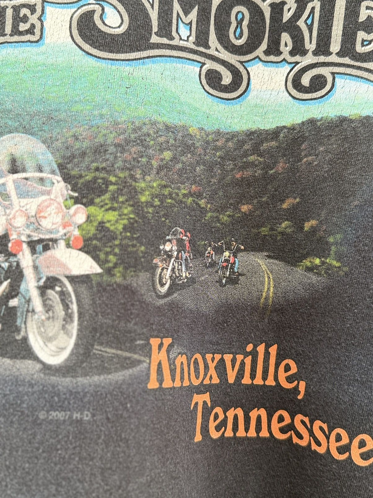 Harley Davidson Thrashed Vintage Harley Davidson Thunder In The Smokies Tee Size US XL / EU 56 / 4 - 3 Thumbnail