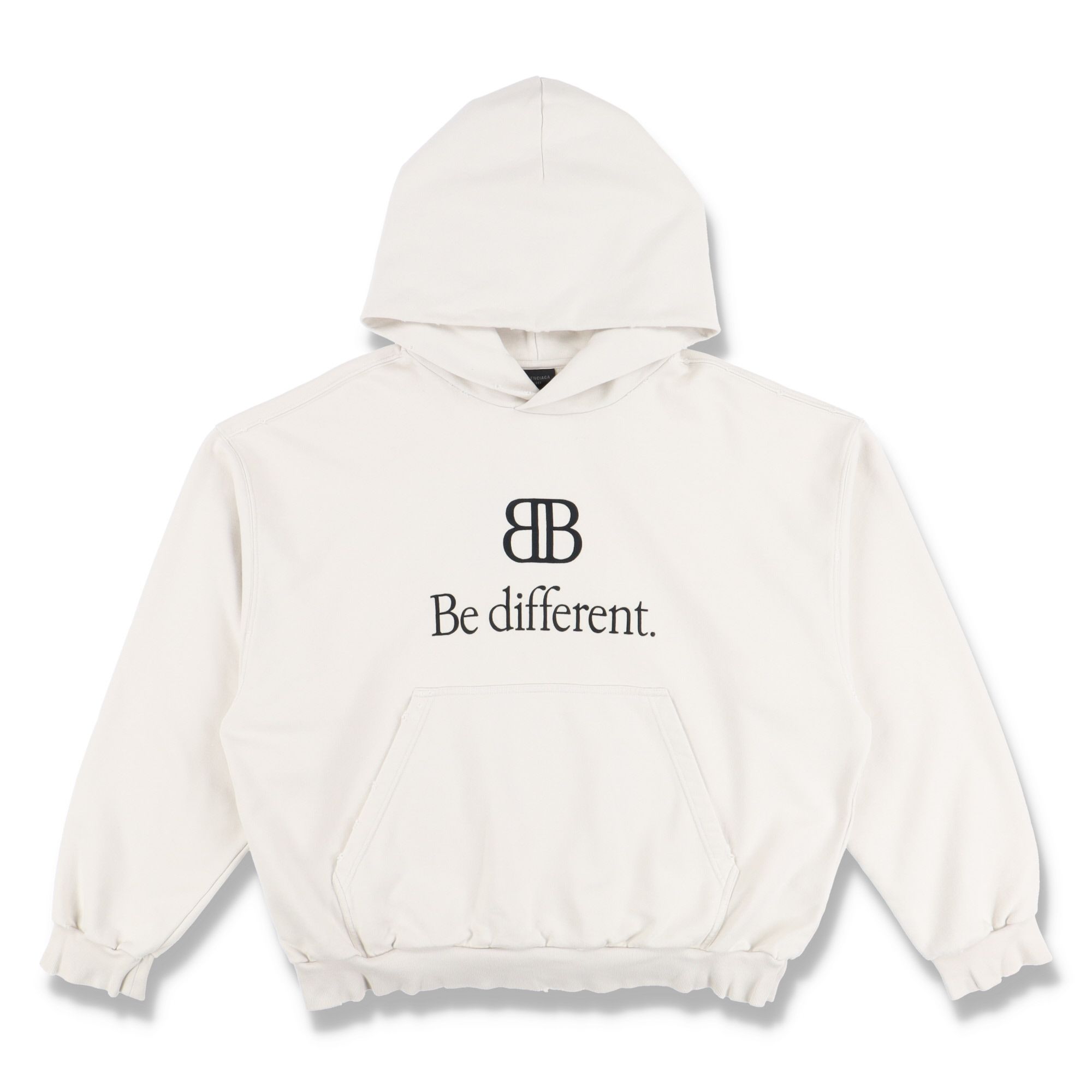 Pre-owned Balenciaga White Bb Logo Be Different Hoodie