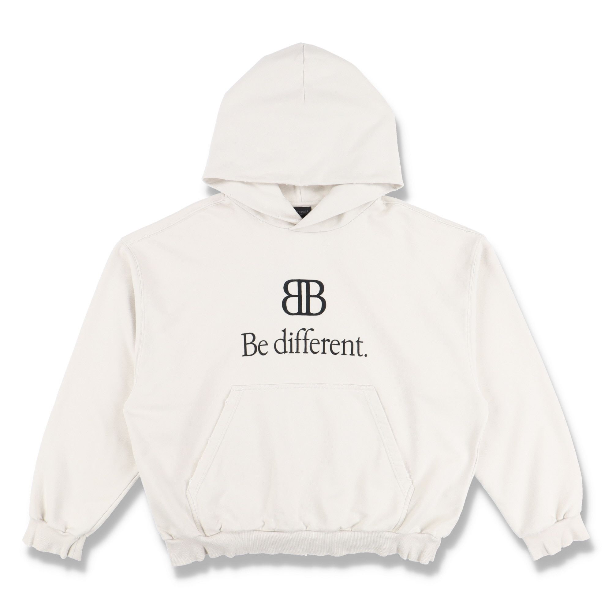 image of Balenciaga White Bb Logo Be Different Hoodie, Men's (Size Medium)