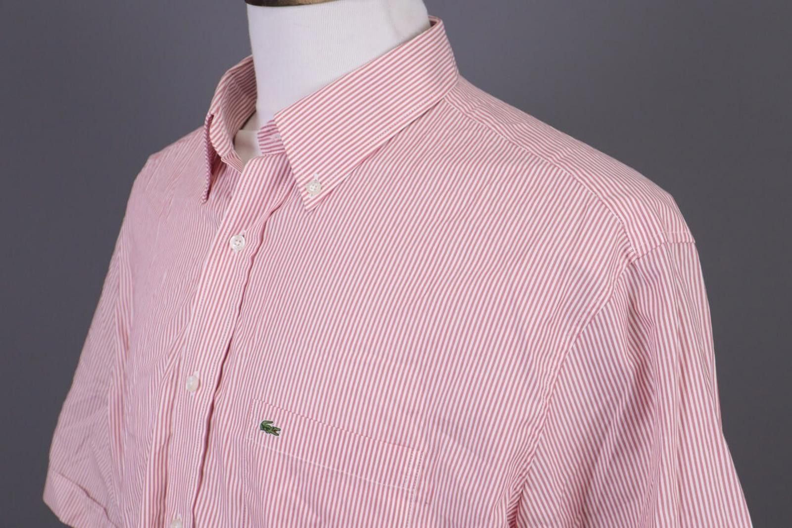 Lacoste Lacoste Regular Fit Pink Pinstripe Button Up Shirt Size 46 Size US M / EU 48-50 / 2 - 10 Thumbnail