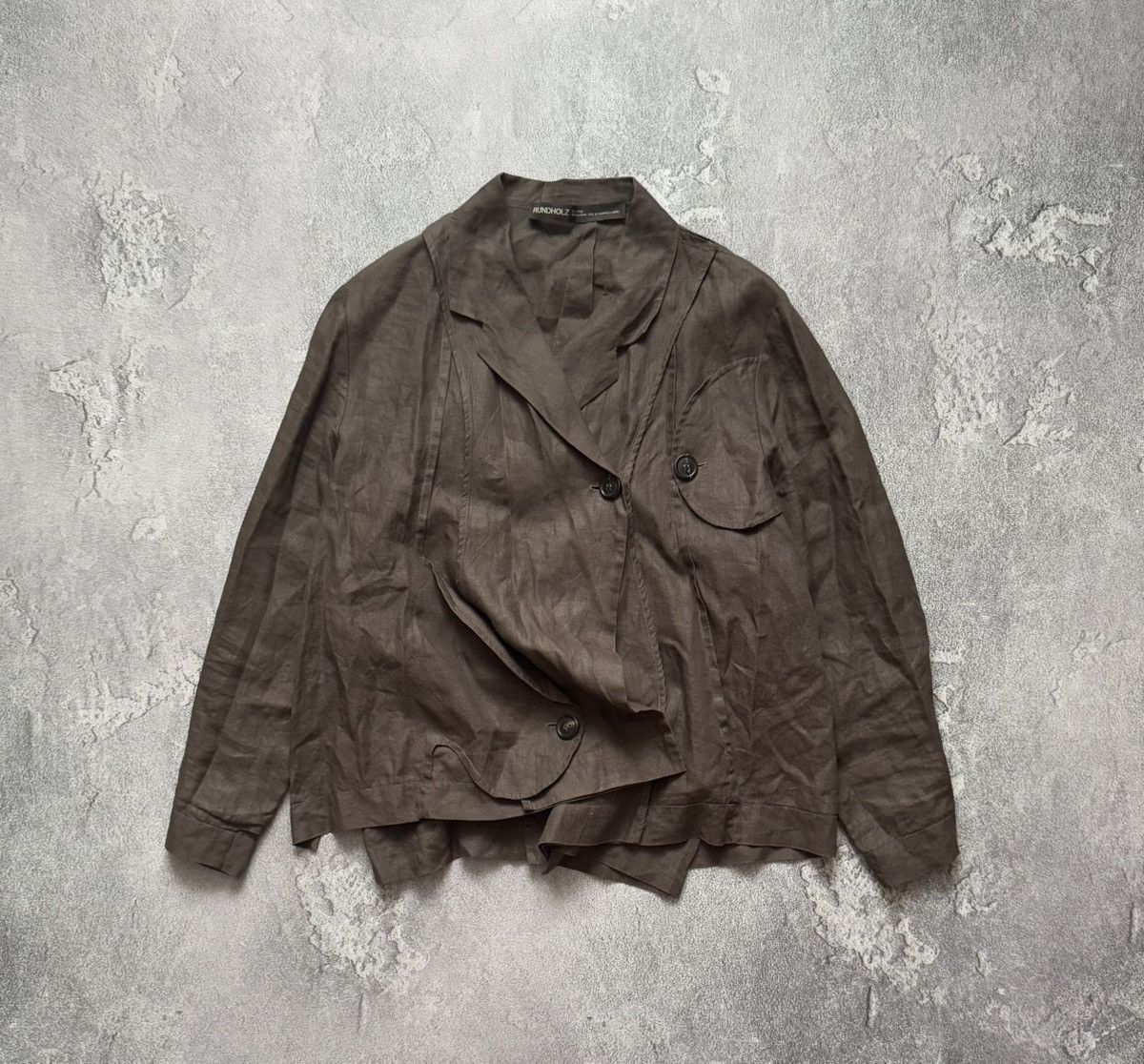 Designer × Rundholz Rundholz L Avantgarde linen blazer jacket asymmetrical relax Size L / US 10 / IT 46 - 1 Thumbnail