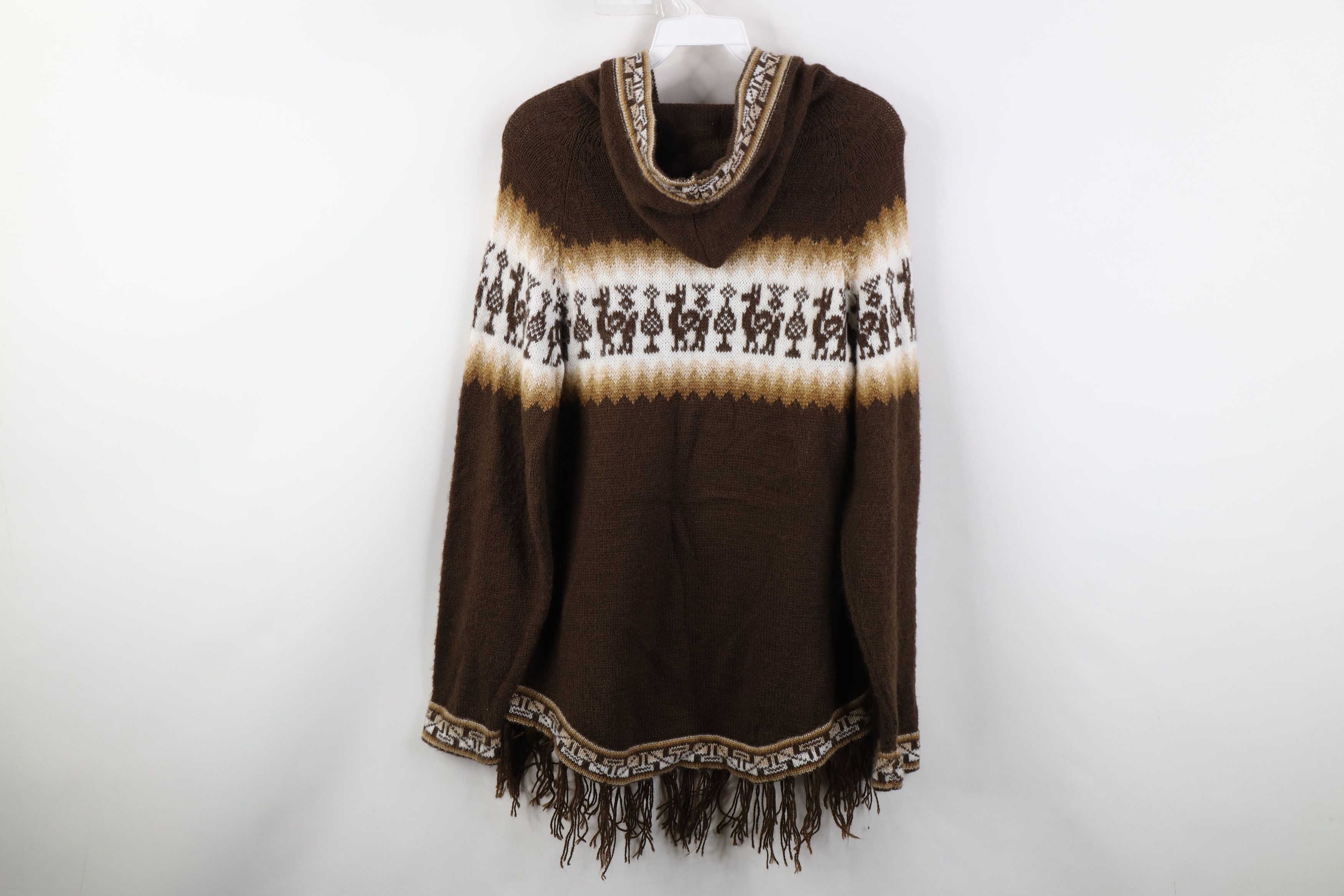 Vintage Vintage 90s Streetwear Blend Knit Fringed Hoodie Sweater Size M / US 6-8 / IT 42-44 - 12 Thumbnail