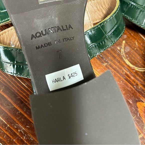 Aquatalia Aquatalia green leather step in sandal faux croc size 7 made Size US 7 / IT 37 - 9 Thumbnail