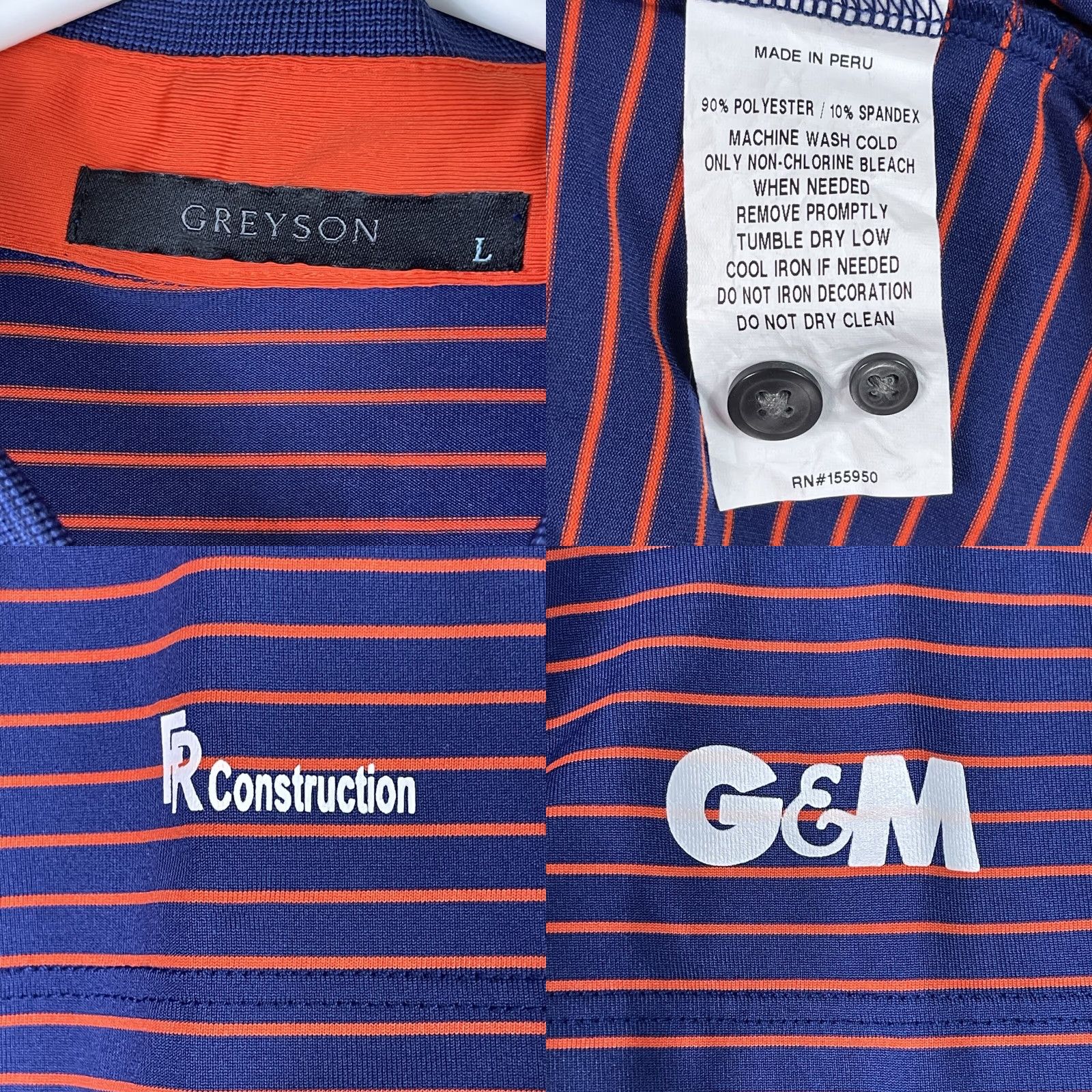 Vintage Greyson Polo Shirt Mens Large Blue Orange Striped Golf Rugby Preppy Adult Size US L / EU 52-54 / 3 - 8 Thumbnail