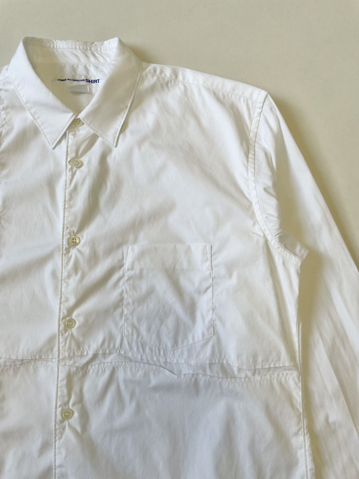 Comme des Garcons ‘Scar Stitch Cross Panelled’ White Shirt Size US L / EU 52-54 / 3 - 7 Thumbnail