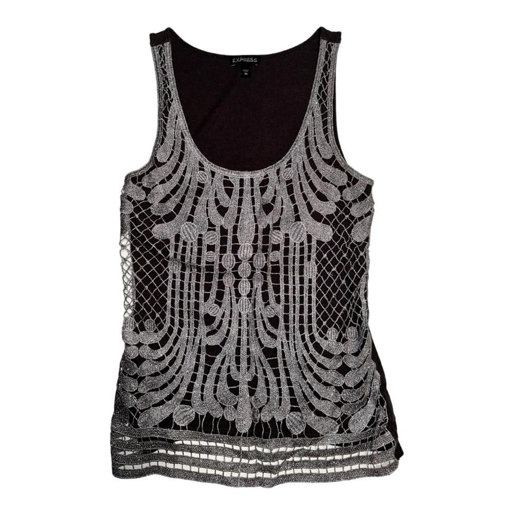 Express Express l Silver Crochet Blouse Size XS Size XS / US 0-2 / IT 36-38 - 1 Thumbnail