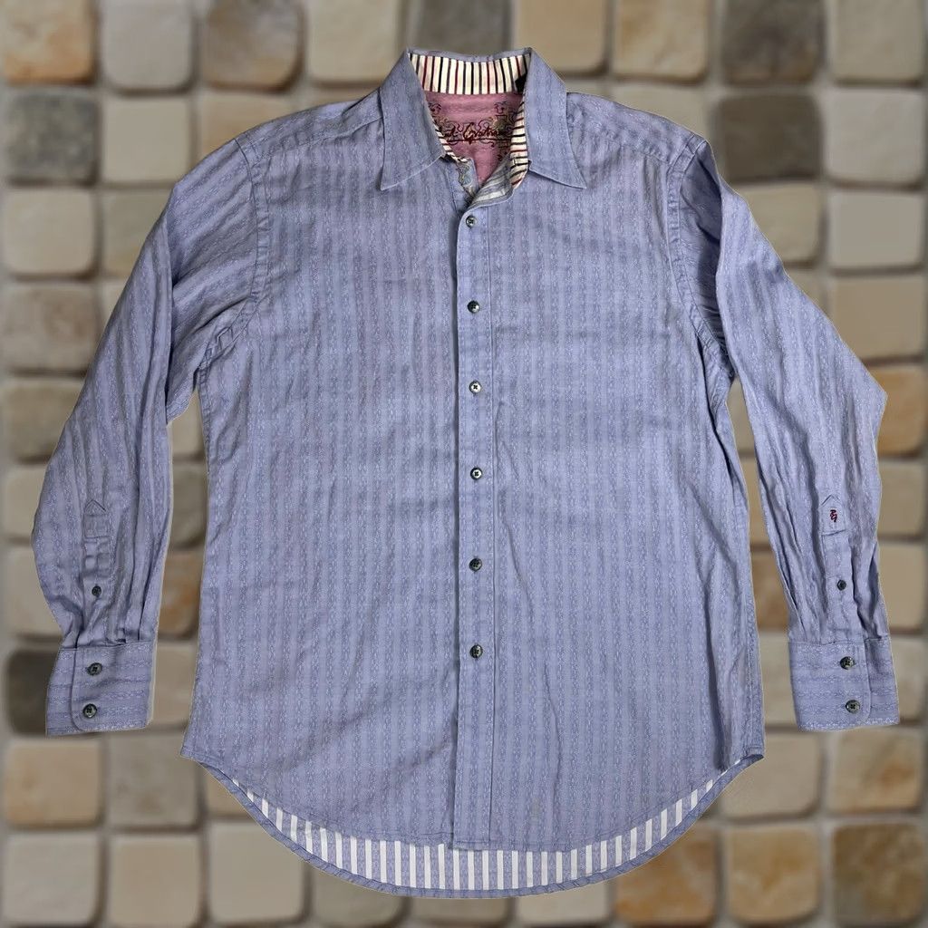 Robert Graham Robert Graham Button-Up Shirt Mens Striped Size M Violet 100% Cotton Woven Long Sleeve, Collared, Regular Fit, XS? Size US M / EU 48-50 / 2 - 1 Thumbnail