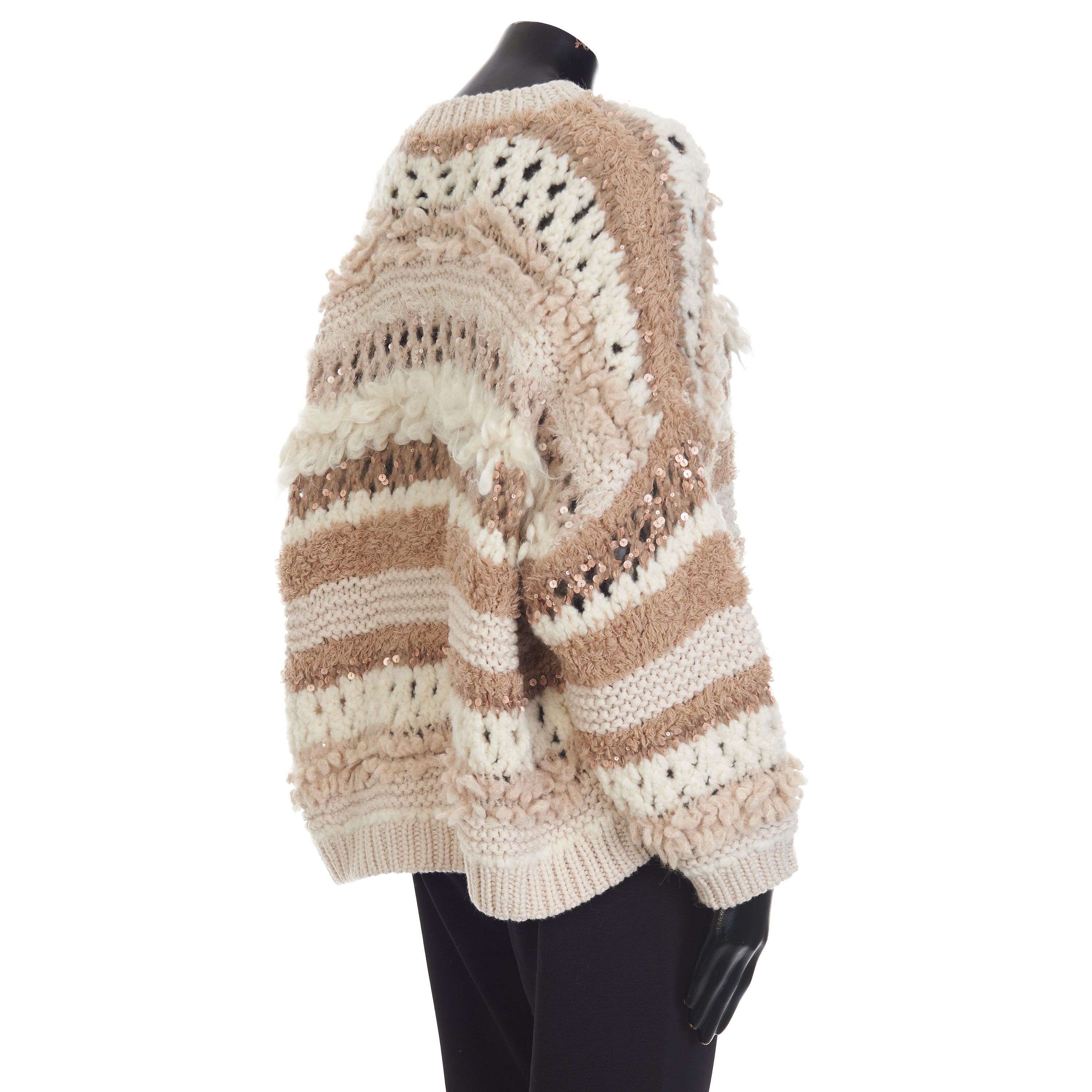 Brunello Cucinelli Sequined Cashmere Crewneck Sweater - Opera Knit, Textured Size L / US 10 / IT 46 - 7 Thumbnail
