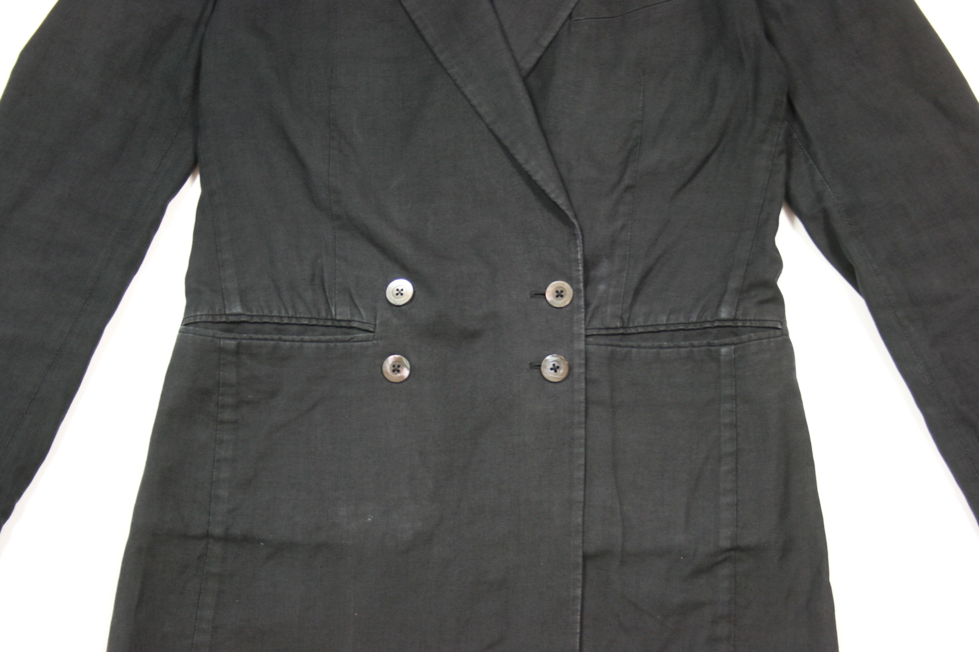 Dries Van Noten 00S Cotton Paper Garment Dyed D-B Oversize Blazer Vintage Size XS / US 0-2 / IT 36-38 - 4 Thumbnail