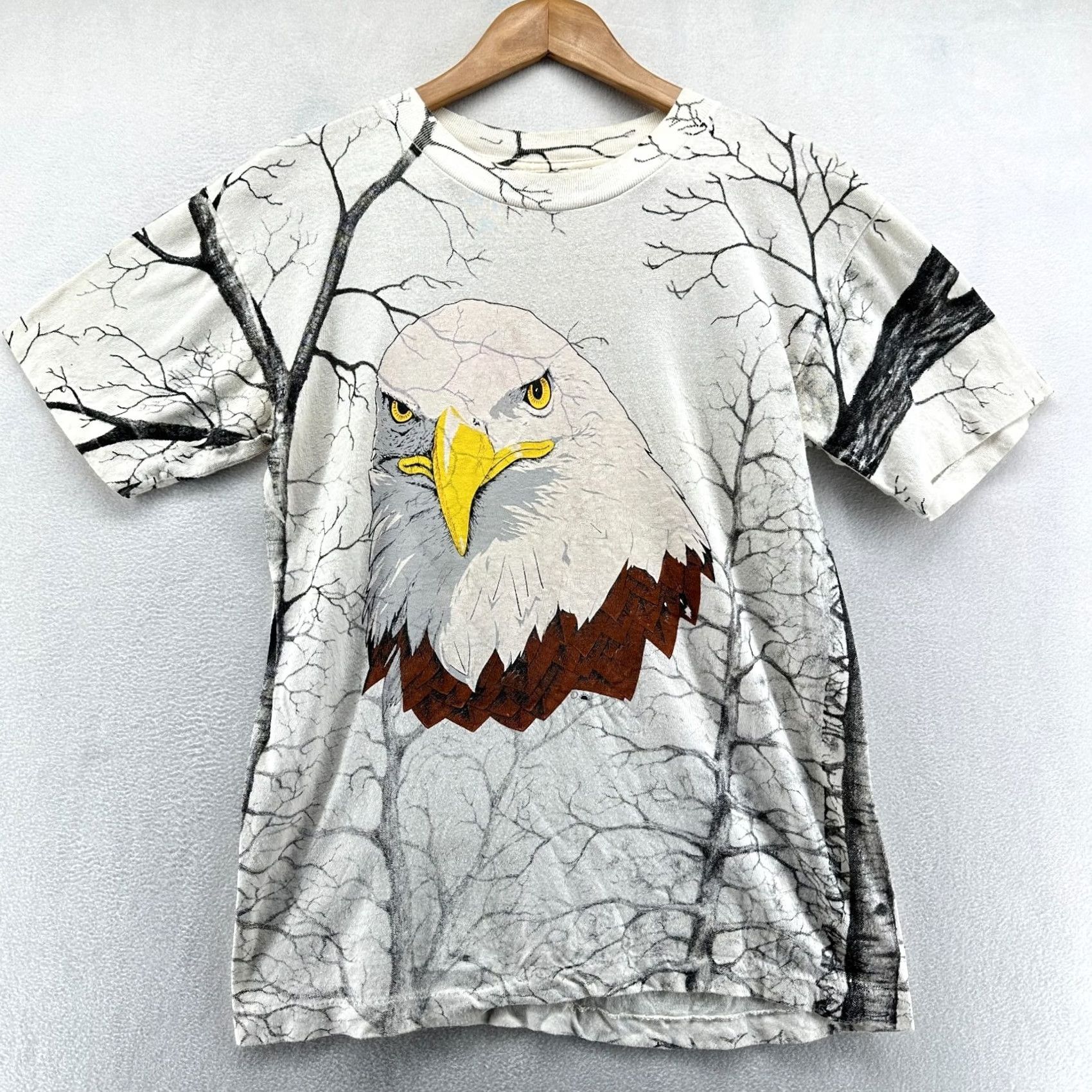 Vintage VINTAGE California Solar T Shirt Bald Eagle All Over Print White Men's Medium Shirt Men White Bald Eagle Print Short Sleeve Crew Neck Easy Care Size US M / EU 48-50 / 2 - 2 Thumbnail