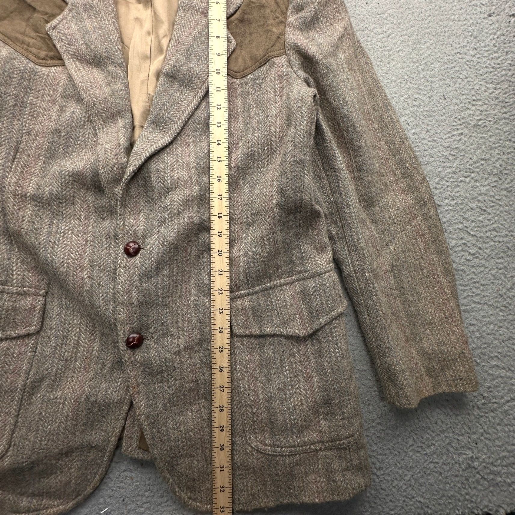Pendleton VINTAGE Pendleton Wool Tweed Sport Coat Blazer Mens 42 Long Large Suede Yoke Wool Blazer Mens 42 Long Large Retro Coat Size 42R - 4 Thumbnail