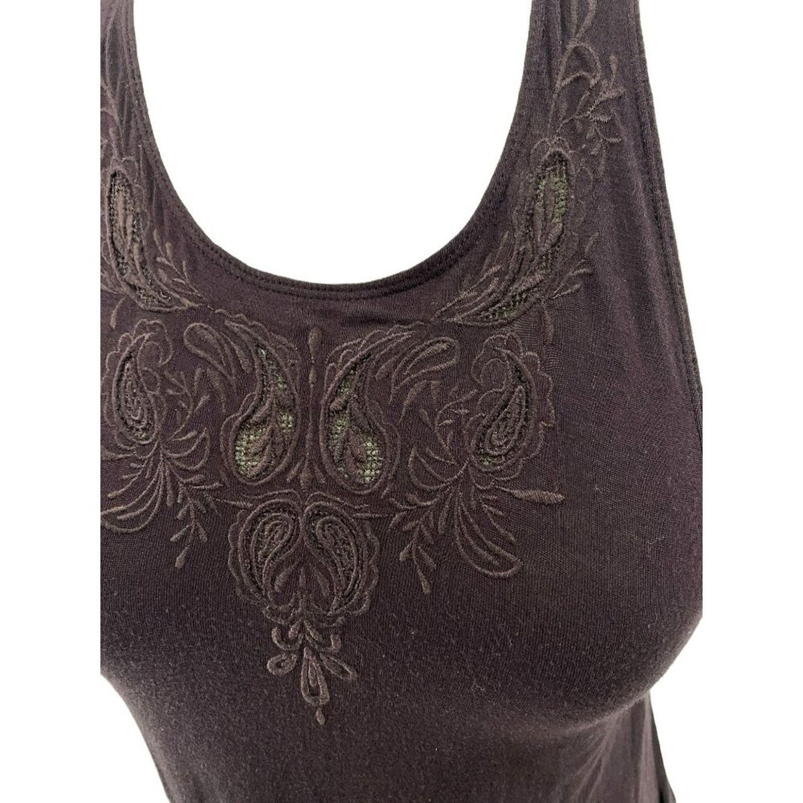 American Eagle Outfitters American Eagle Womens Soft & Sexy Plum Tank Embroidered xs Size XS / US 0-2 / IT 36-38 - 2 Thumbnail