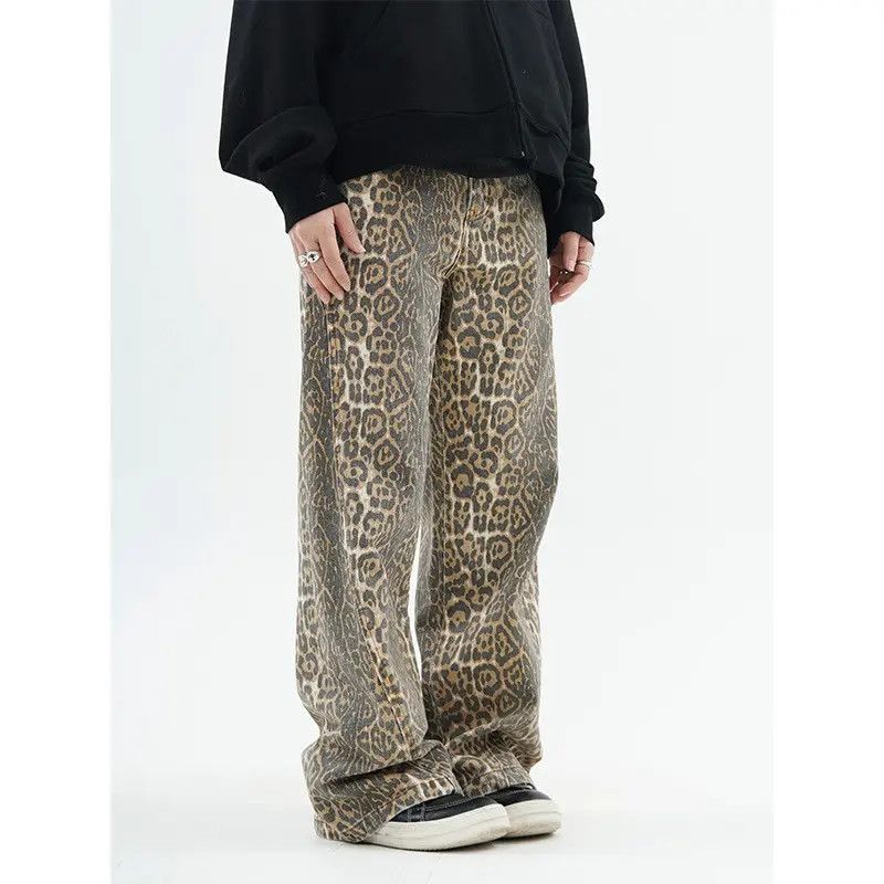 Japanese Brand × Jean Retro loose high street leopard print jeans Size US 32 / EU 48 - 6 Thumbnail