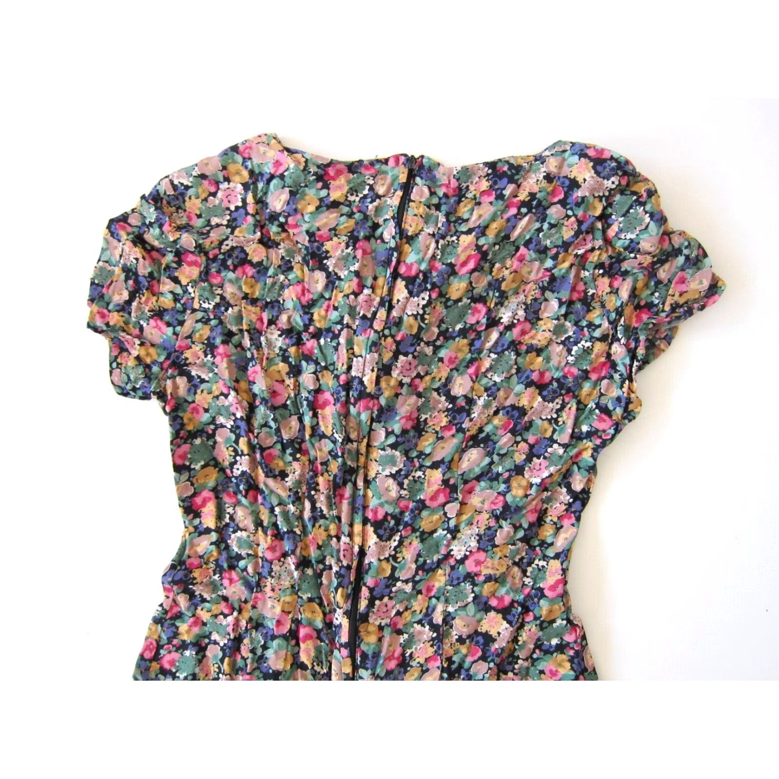 Pinko Fritzi California Jumpsuit Romper Floral Short Sleeve Rayon Pink Green Purple M Womens Size 32" / US 10 / IT 46 - 6 Thumbnail