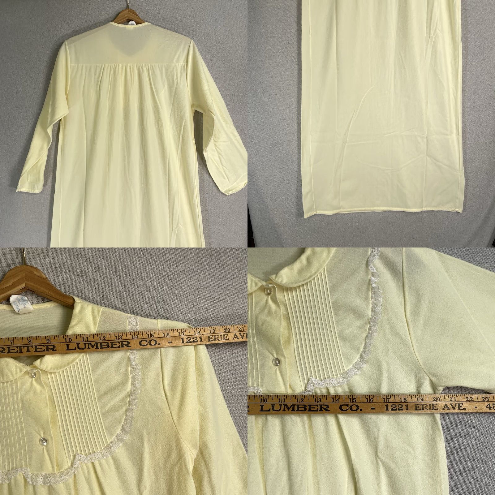 Vintage VINTAGE Katz Nightgown Dress Yellow Lace Ruffle Cottagecore Sleeveless Round Neck Medium M Womens Dress Late 20th Century USA Size M / US 6-8 / IT 42-44 - 8 Thumbnail