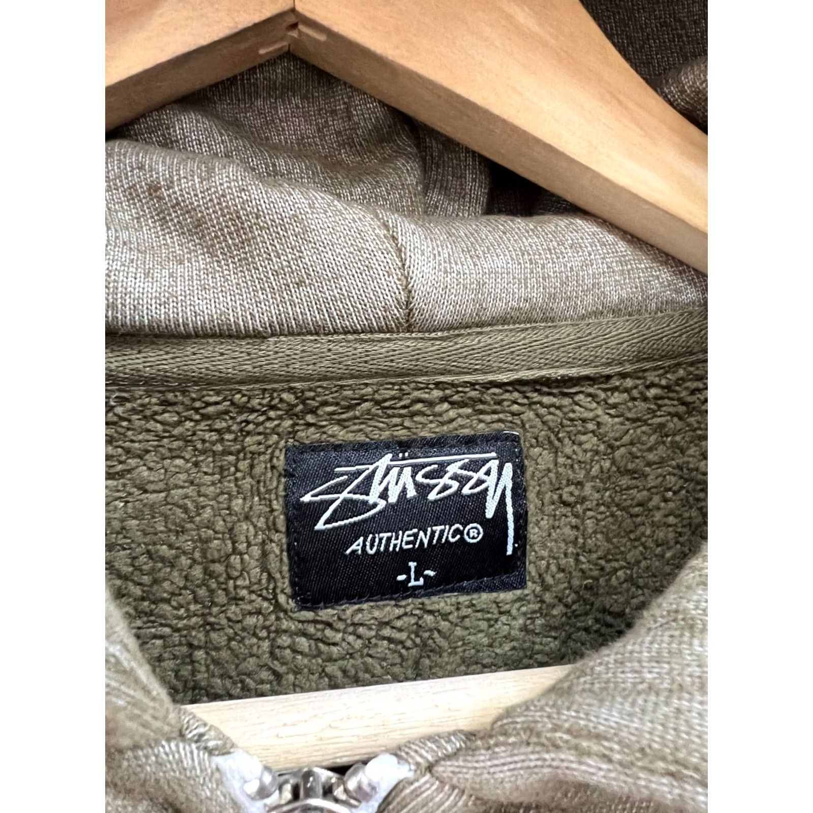 Logo 7 VINTAGE Stussy Hoodie Mens L Khaki Logo Zip Hooded Pullover Size US L / EU 52-54 / 3 - 5 Thumbnail