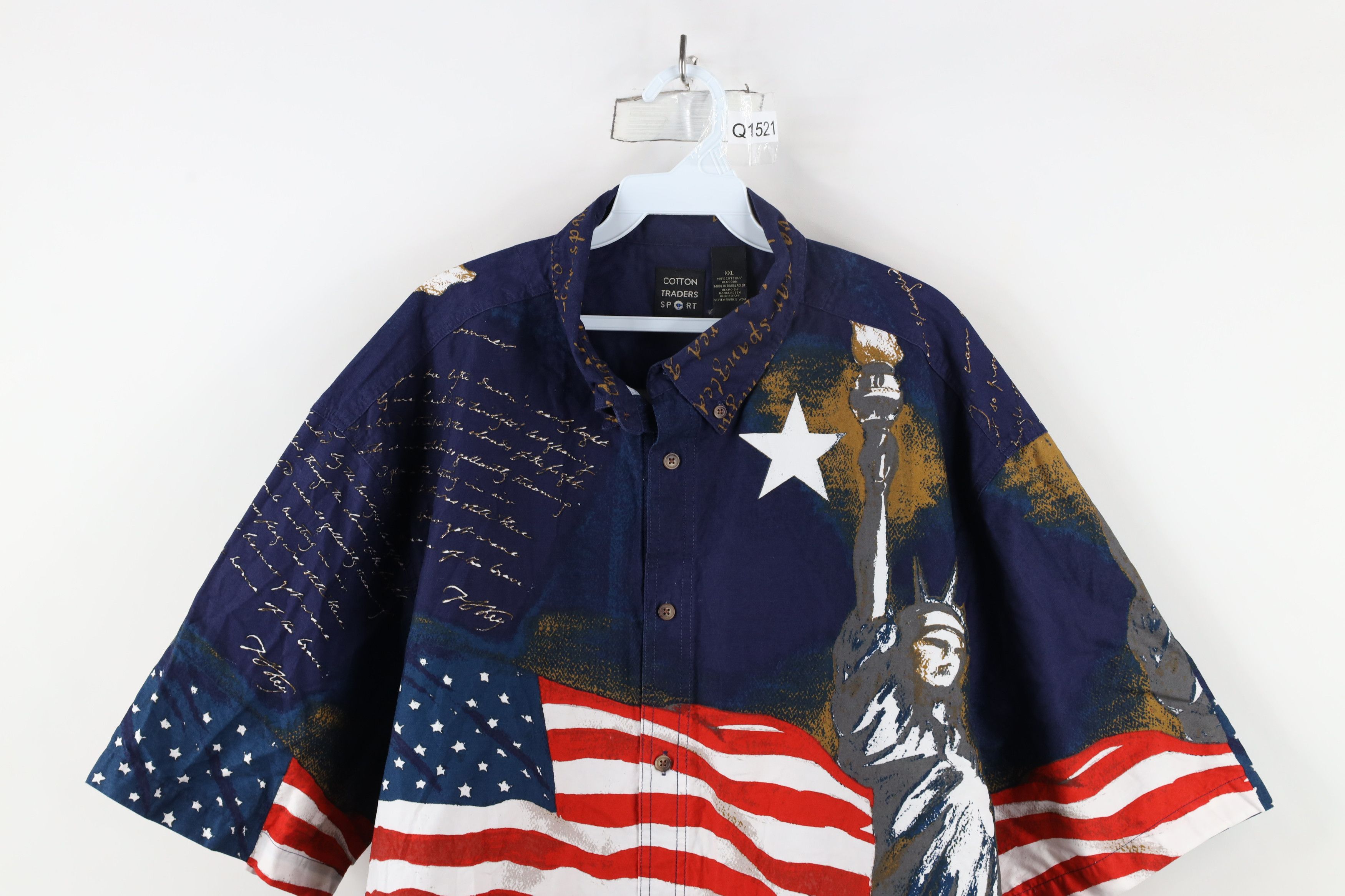 Vintage Vintage 90s Streetwear Flag Statue of Liberty Button Shirt Size US XXL / EU 58 / 5 - 2 Thumbnail
