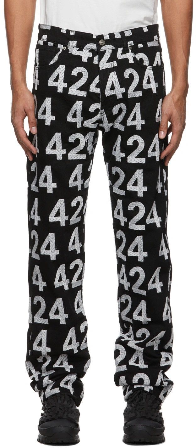 424 Black Embroidered logo jeans