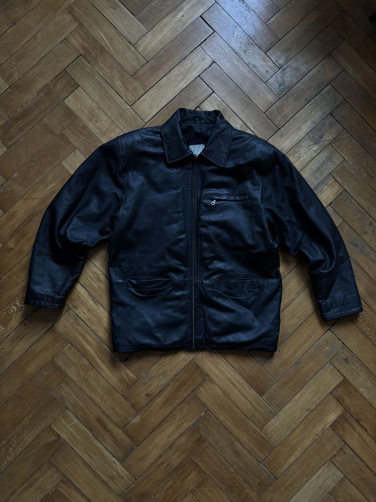 Leather Vintage Black Leather Jacket – Size 46 (Fits Like L) Size US M / EU 48-50 / 2 - 1 Thumbnail