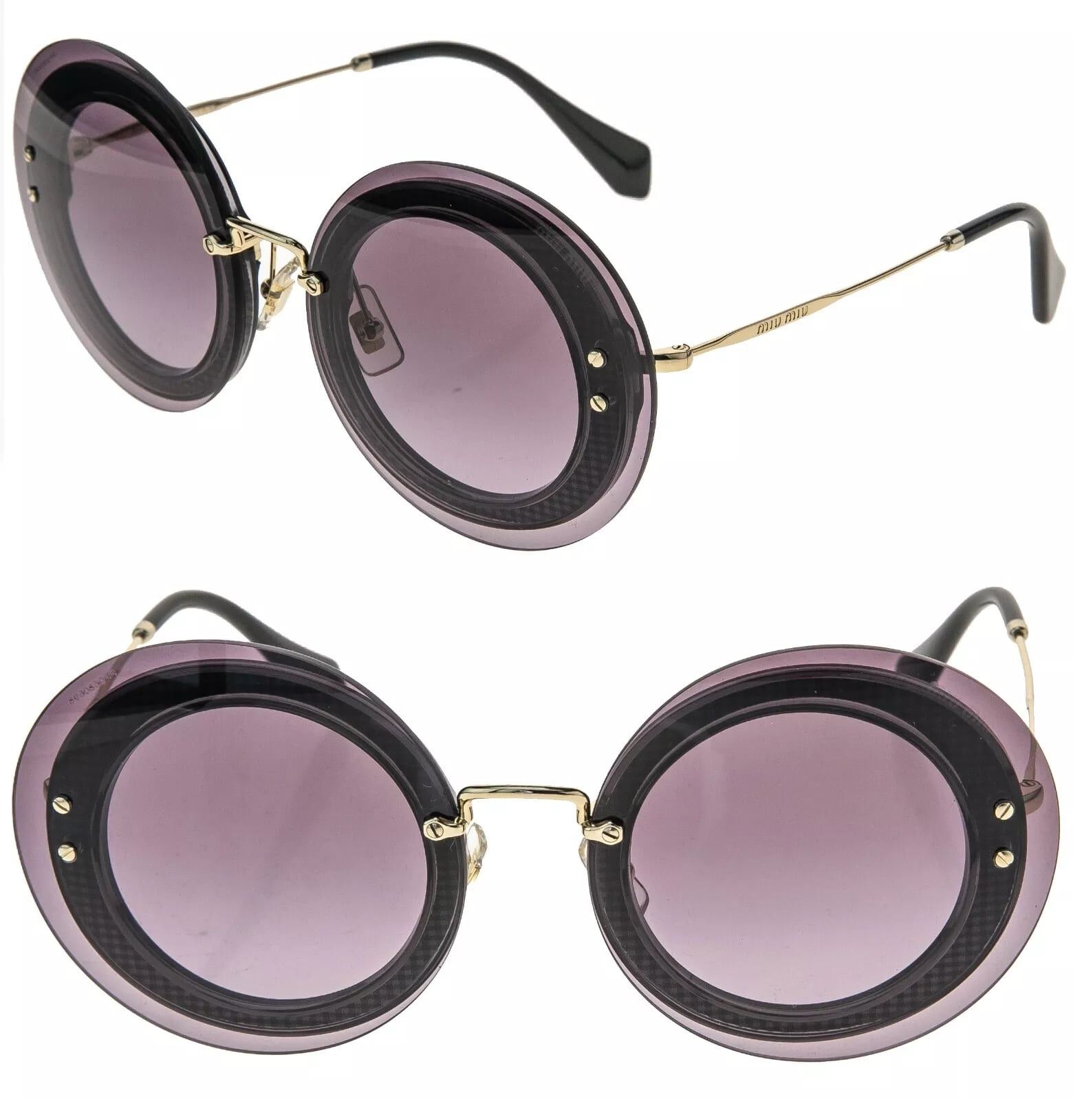 Miu Miu MIU MIU REVEAL 10R Purple Violet Fabric Gold Round MU10RS Size ONE SIZE - 1 Thumbnail