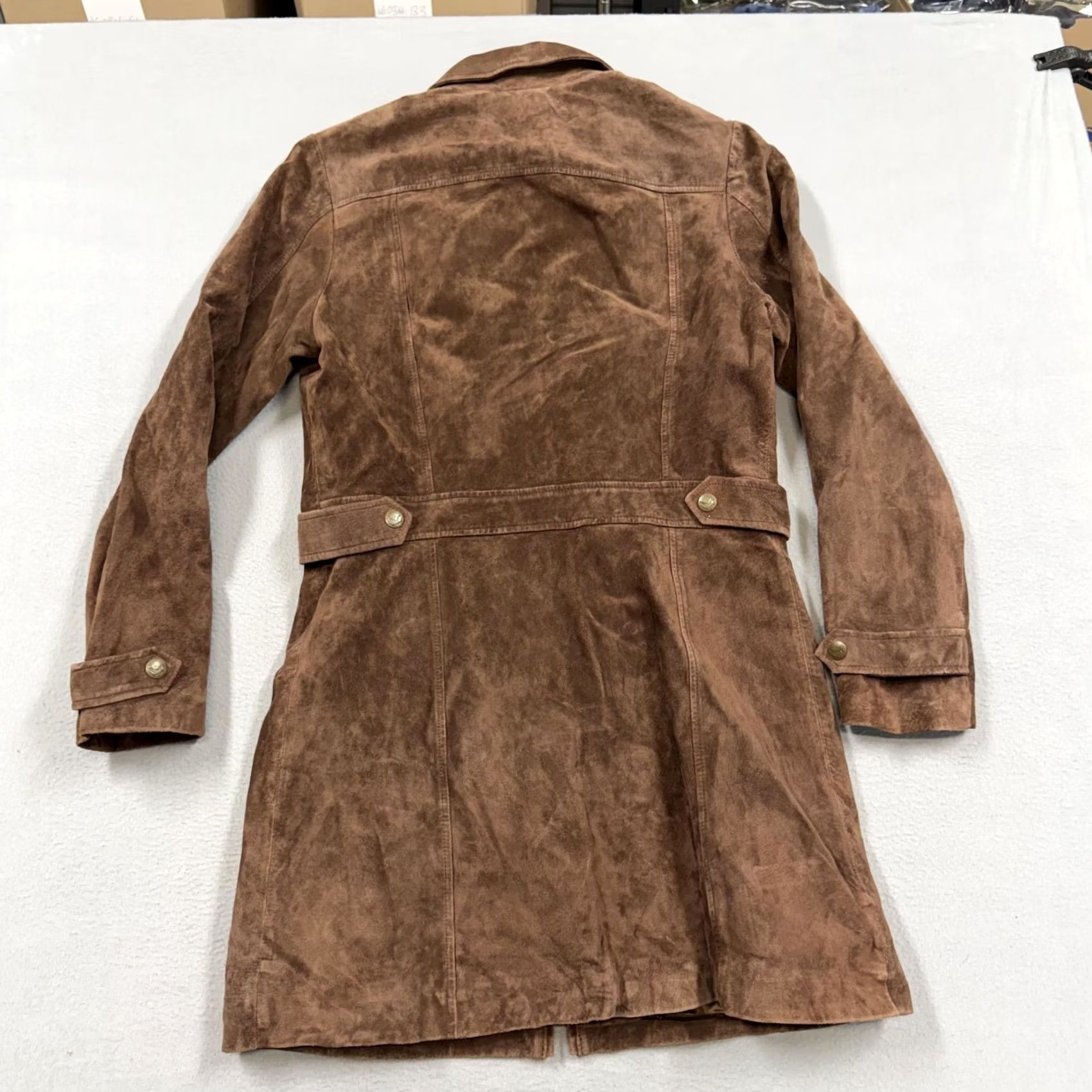 Eddie Bauer Eddie Bauer Coat Womens L Brown Suede Full Zip Collared Lined Mid Length"} Size L / US 10 / IT 46 - 3 Thumbnail