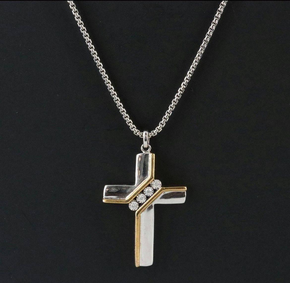 Other Sterling Silver Diamond Cross Pendant Necklace Size ONE SIZE - 1 Thumbnail