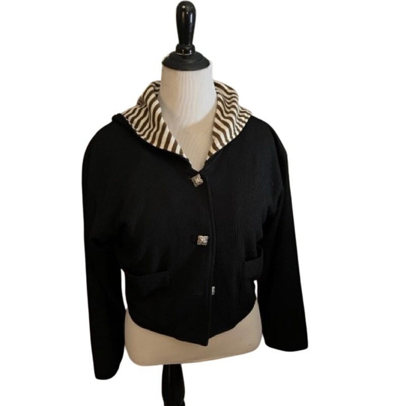Other Vintage and very elegant black hoodie with strip lining Size M / US 6-8 / IT 42-44 - 2 Thumbnail