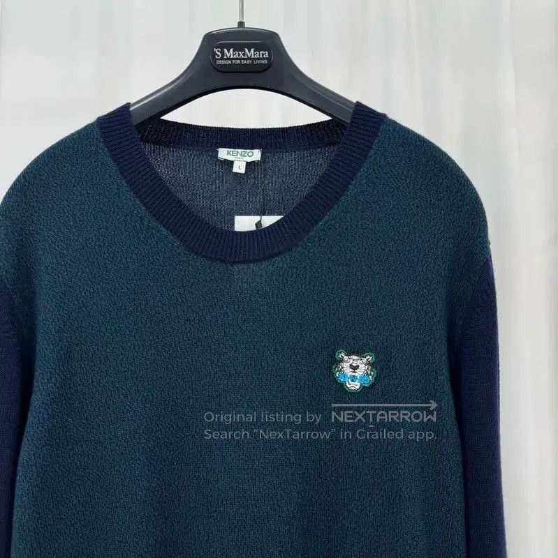 Kenzo KENZO Long Sleeve Embroidered Sweater in Blue Green . Size L / US 10 / IT 46 - 3 Thumbnail