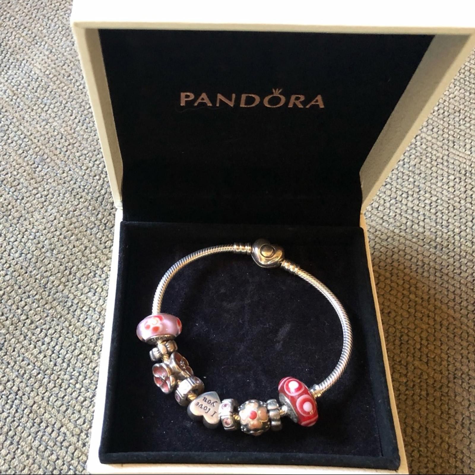 pandora Authentic Pandora Bracelet with 9 Pandora Charms Size ONE SIZE - 2 Thumbnail