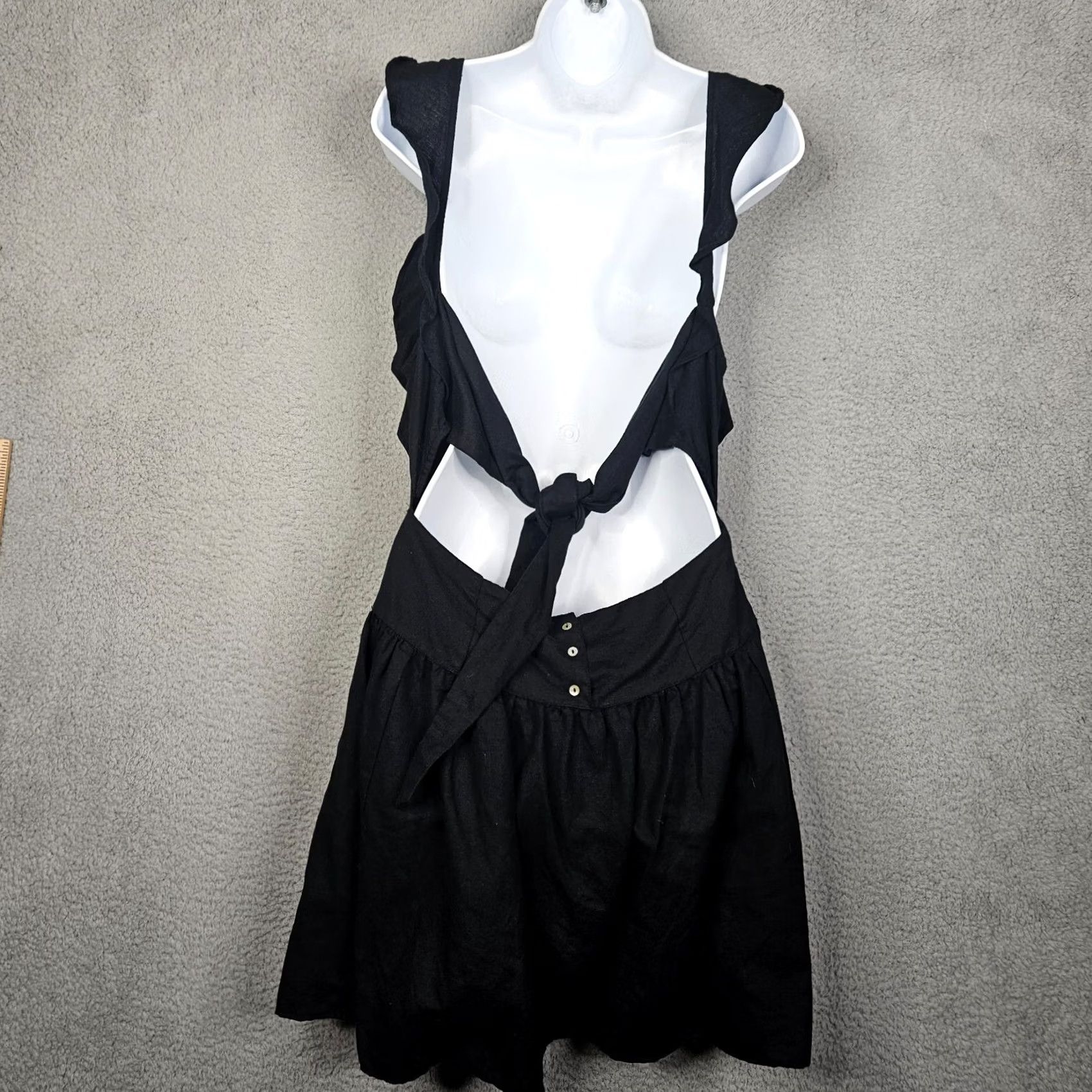 Free People Free People Erin Ruffle Mini Tie Back Cotton Linen Blend Dress Size XS Size XS / US 0-2 / IT 36-38 - 2 Thumbnail