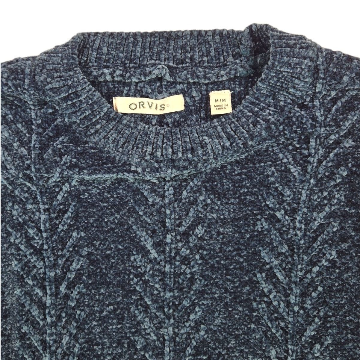 Orvis Orvis | Dark Blue Patterned Chenille Sweater | Size Medium Size M / US 6-8 / IT 42-44 - 2 Thumbnail