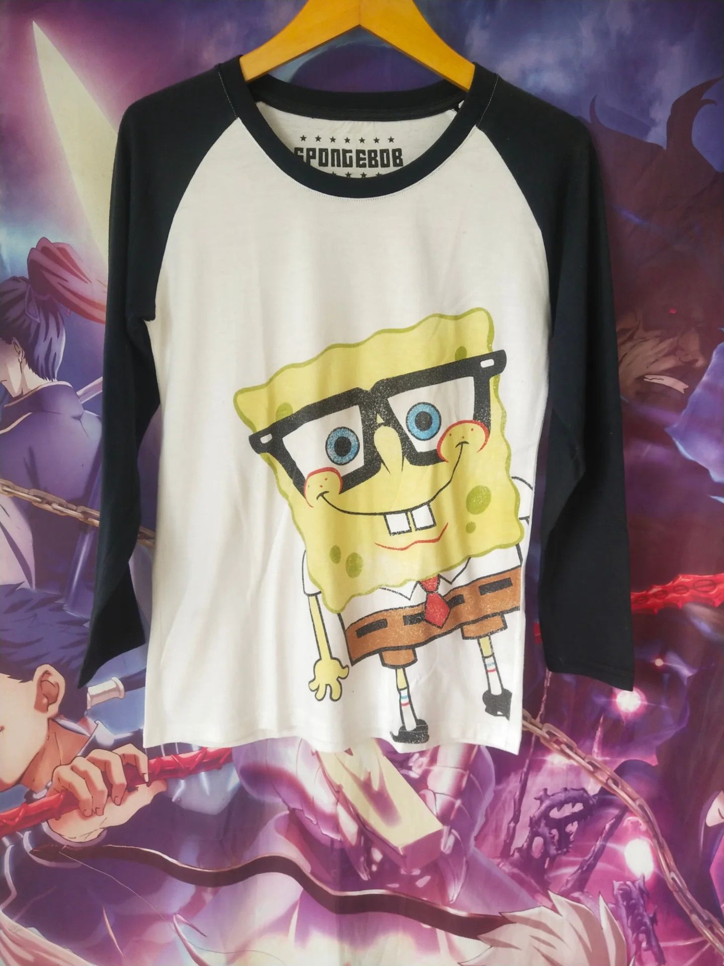 Nickelodeon SpongeBob SquarePants Sunglasses Youth Cartoon Raglan L/S Size M / US 6-8 / IT 42-44 - 1 Thumbnail