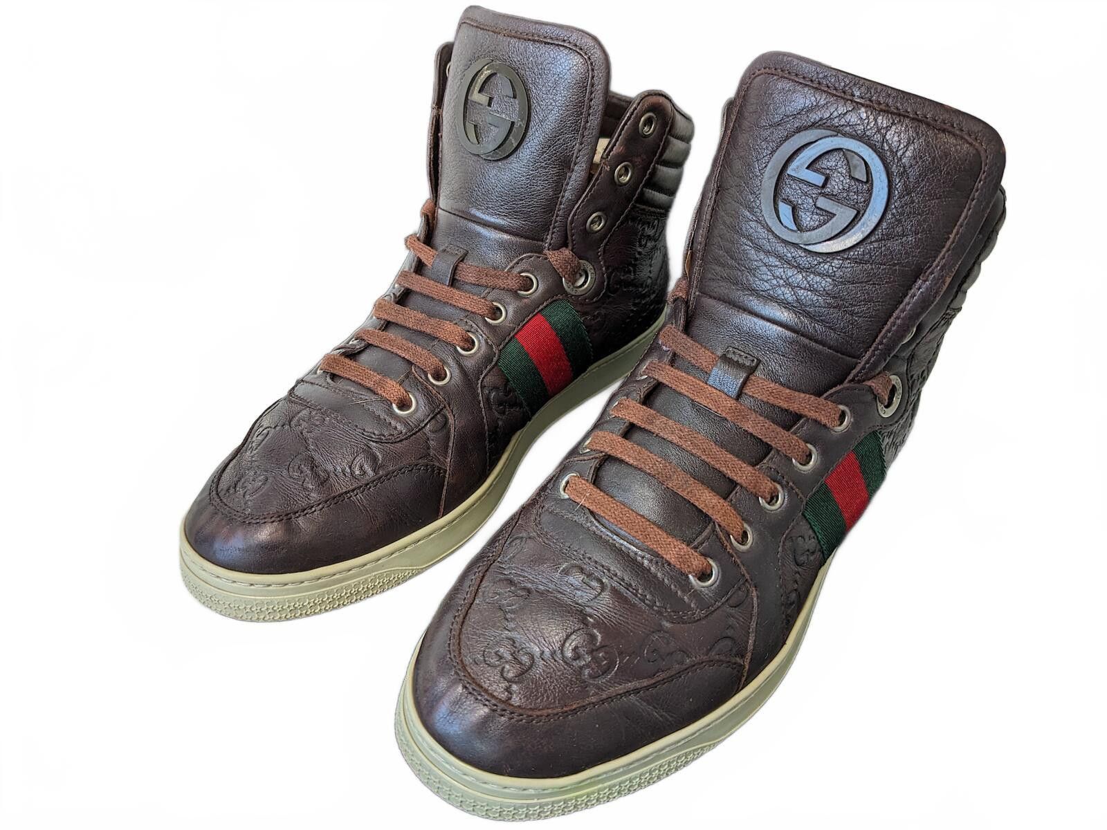 Gucci Gucci Guccissima Men High-Top Leather Sneakers Italy Brown 7 Size US 7 / EU 40 - 4 Thumbnail