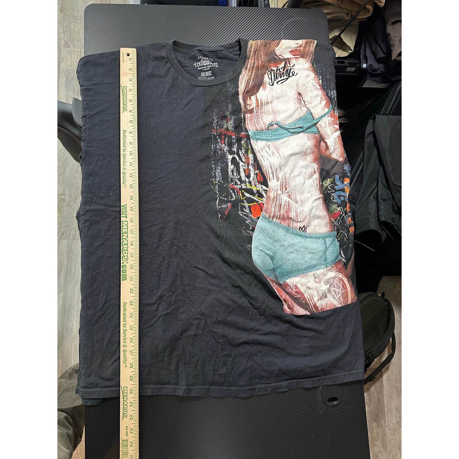 Ecko Unltd. ECKO UNLTD Y2K Graffiti Tattoo Dirty Girl Tee Sz 3XL Grunge Size US XXL / EU 58 / 5 - 5 Thumbnail