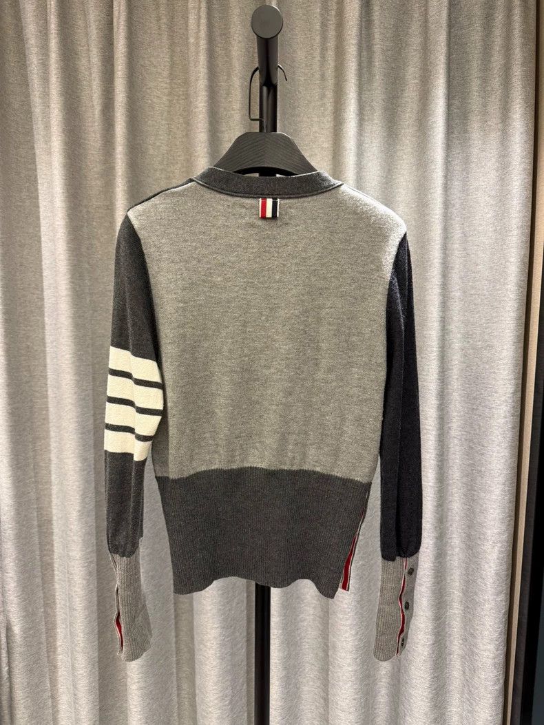 Thom Browne THOM BROWNE Grey patchwork wool cardigan sweater 2502-Nexta Size US XXL / EU 58 / 5 - 2 Thumbnail