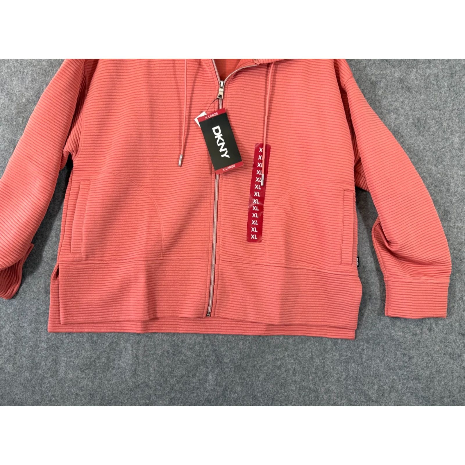DKNY DKNY Hoodie Womens XL Full Zip Outdoor NWT Pink Rose Ribbed Long Sleeve Bag? Size XL / US 12-14 / IT 48-50 - 4 Thumbnail