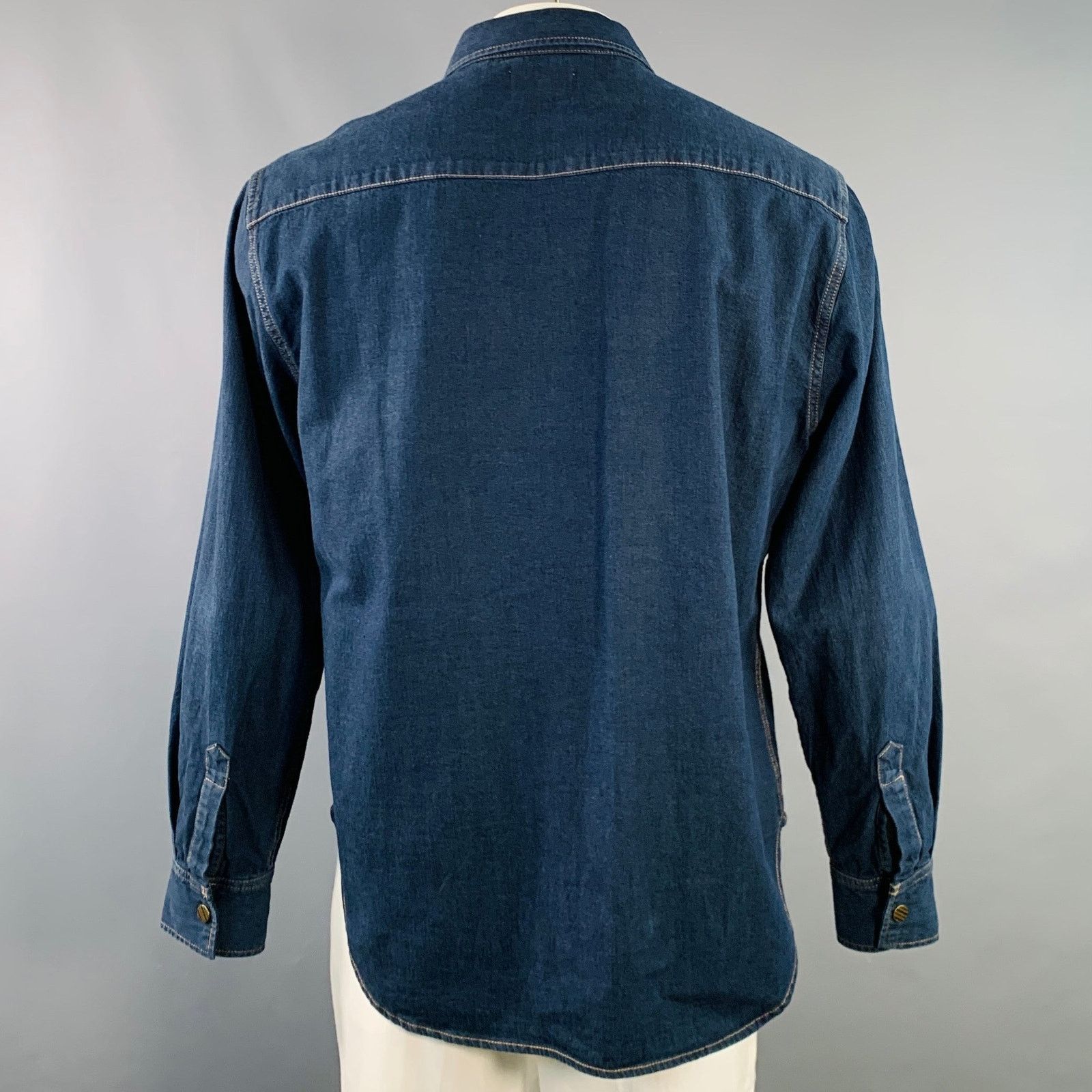 Billy Reid BILLY REID Shoals Indigo Stitch Snaps Long Sleeve Shirt Size US XL / EU 56 / 4 - 3 Thumbnail