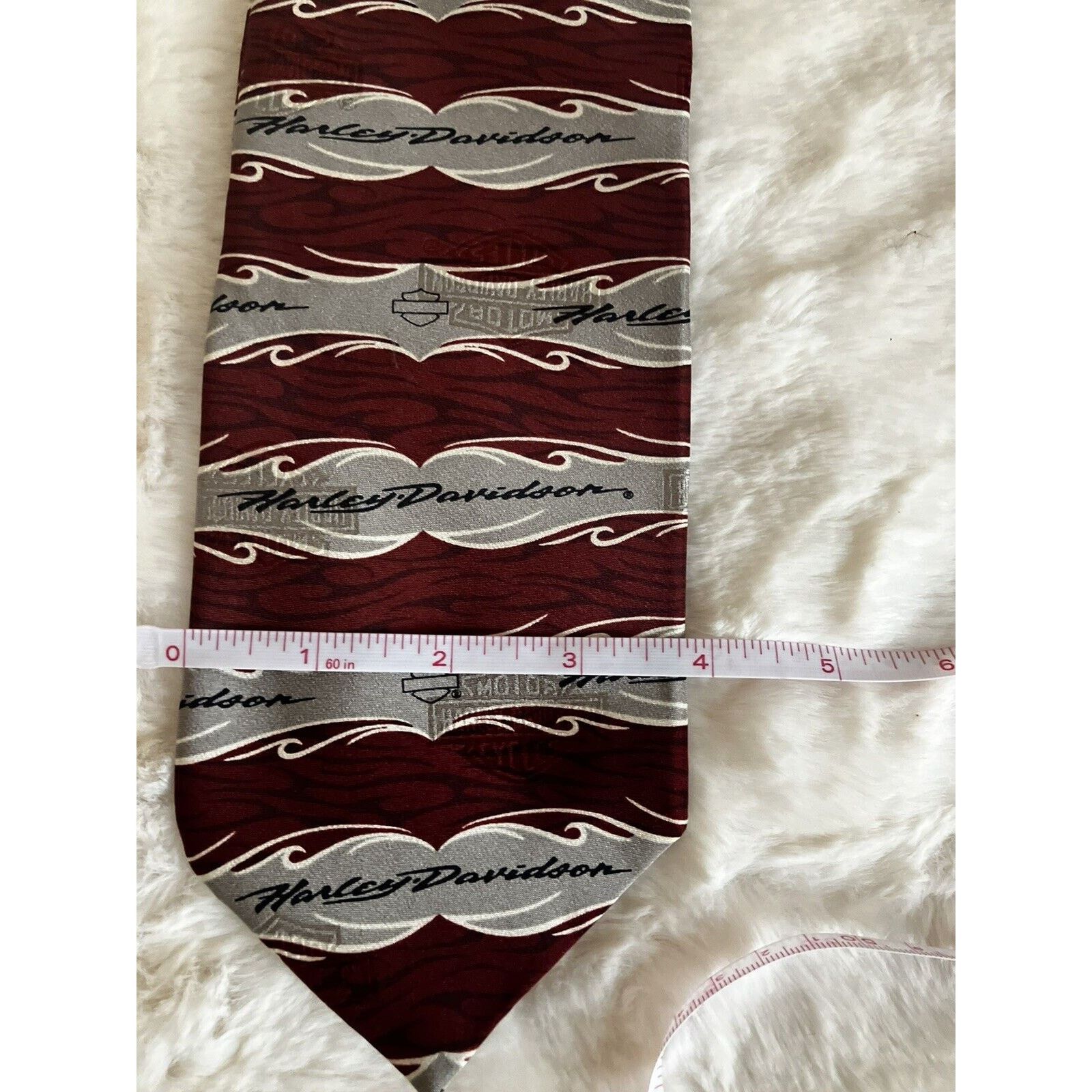 Harley Davidson Harley Davidson Necktie Ralph Marlin 2005 maroon and grey Size ONE SIZE - 2 Thumbnail