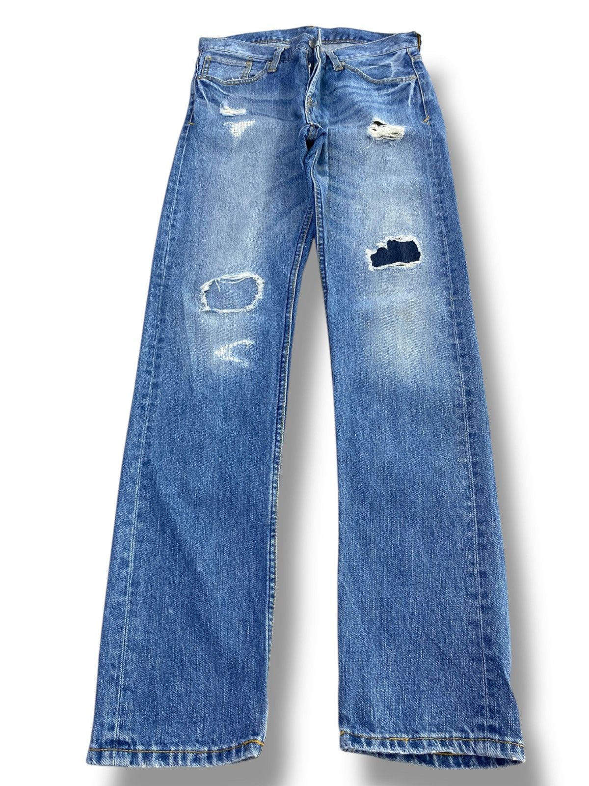 Stooge & Co Faded Wash Style Ripped Patchwork Jeans