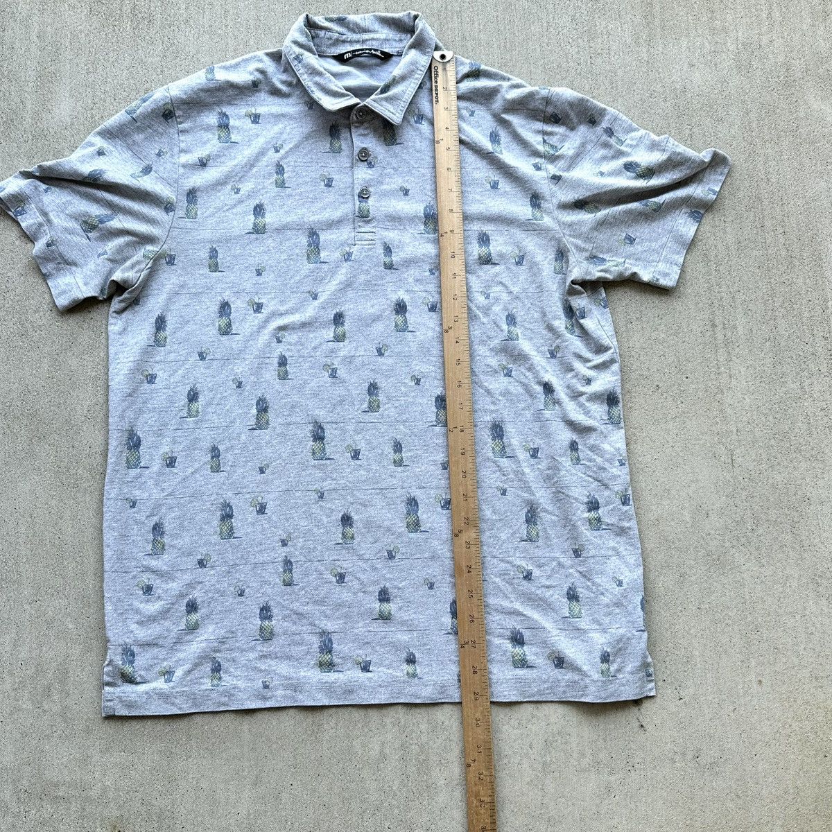 TravisMathew Travis Mathew Polo Shirt Men XL Gray Pineapple AOP Size US XL / EU 56 / 4 - 6 Thumbnail