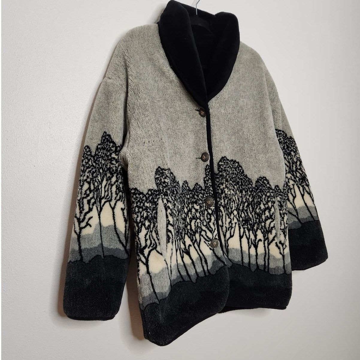 Vintage Vintage Reversible Fleece Jacket Trees Nature Sky Grandma Size S / US 4 / IT 40 - 2 Thumbnail