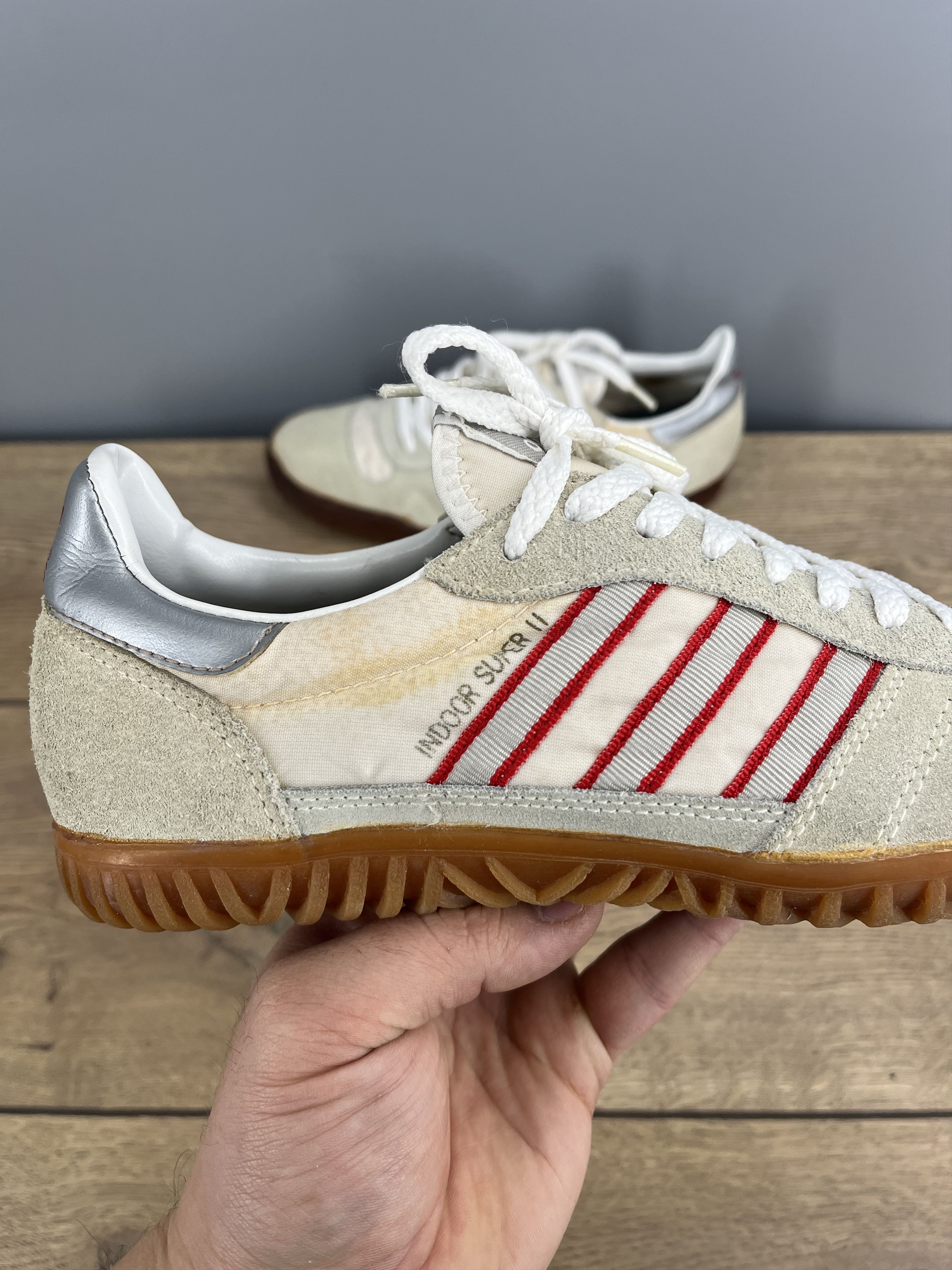 Adidas adidas Indoor Super II Vintage Suede Sneakers Cream Red Size US 7 / IT 37 - 9 Thumbnail