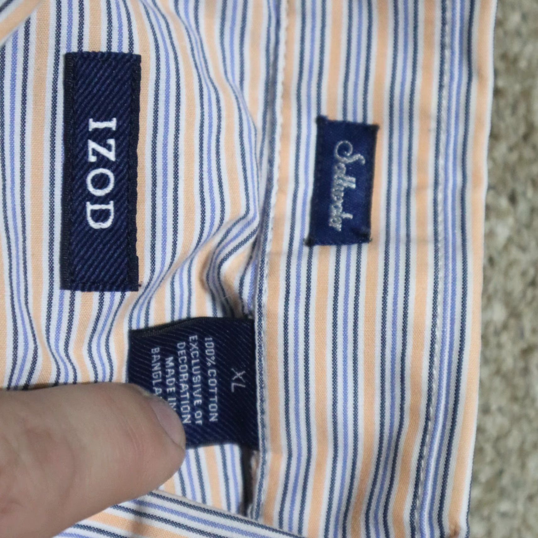 Izod IZOD Shirt Adult XL Button-Down Striped Blue White Multicolor Cotton Blend Flannel Long Sleeve Pockets Nostalgic Outdoor Classic Mens XL Shirt Size US XL / EU 56 / 4 - 3 Thumbnail